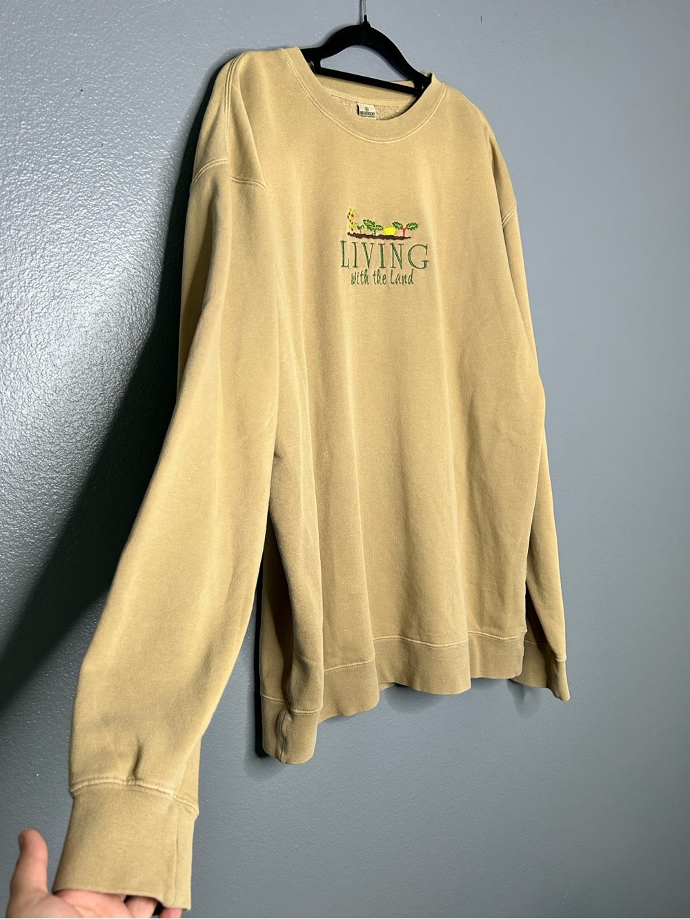 Beige 'Living with the Land' Crewneck Sweatshirt